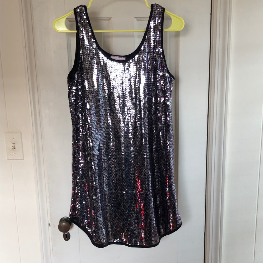 Romeo & Juliet Couture Silver Sequin Mini Dress